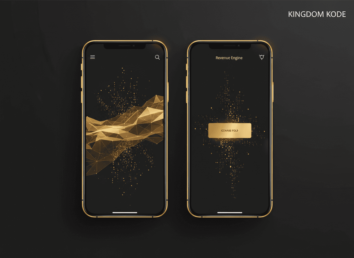 Split-screen mobile mockup: a visually stunning but CTA-less homepage on the left, a clean 'Revenue Engine' homepage with a bold above-the-fold Book Now button on the right.